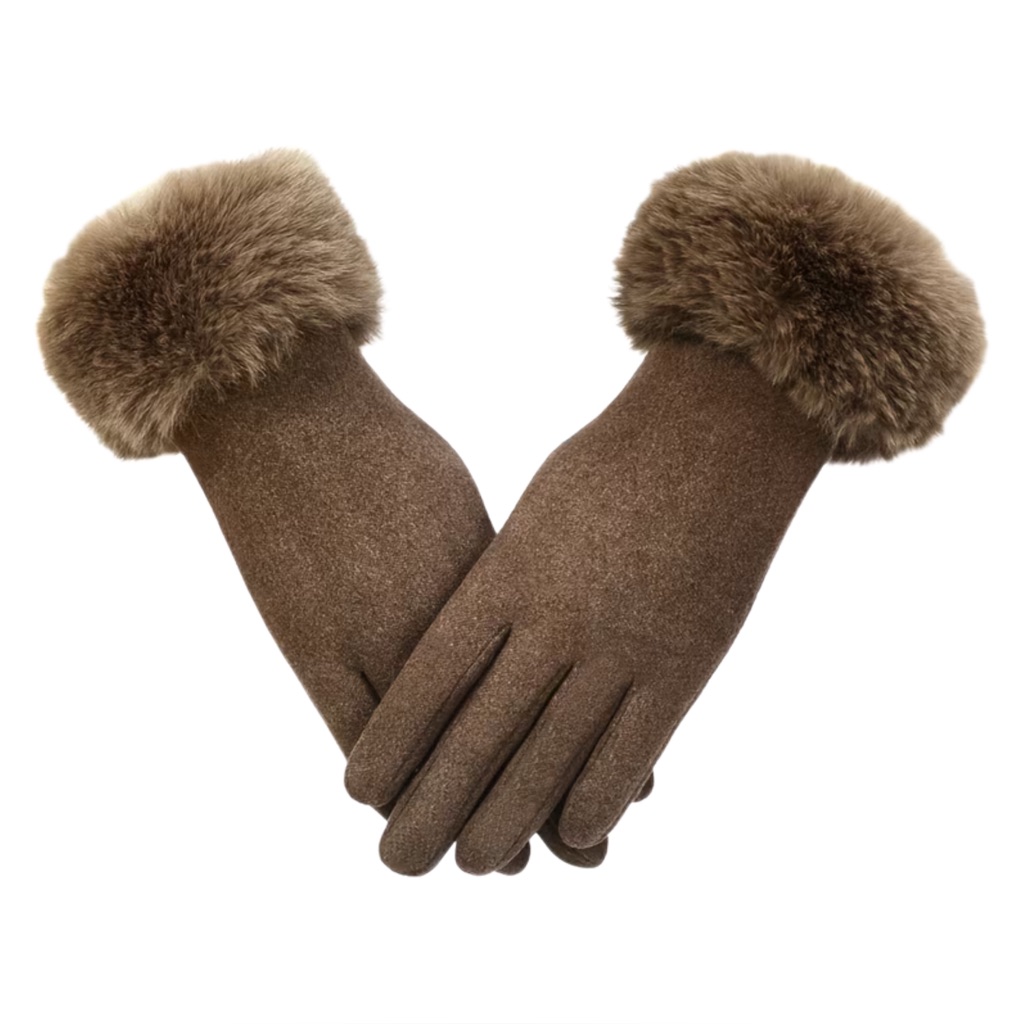 Women’s Fur Cuff Touchscreen Fashion Gloves
